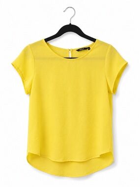 Only Bright Yellow Short-Sleeve Textured Blouse